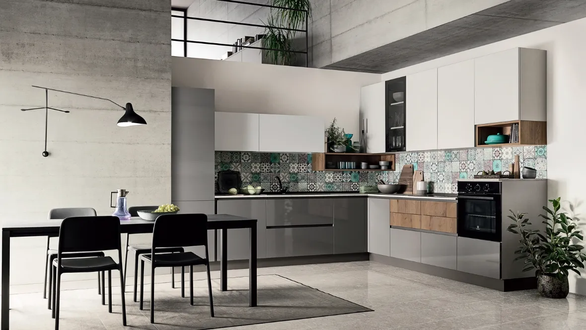 Cucina Moderna ad angolo in laccato lucido Easy 011 di Ar-due