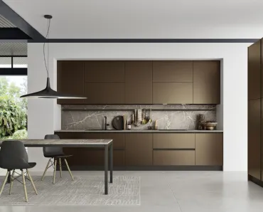 Cucina Moderna ad angolo Easy 014 in pet acciaio bronzato di Ar-due