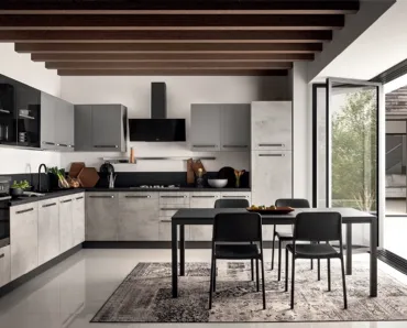 Cucina Moderna in laccato e effetto cemento ad angolo Easy 015 di Ar-due