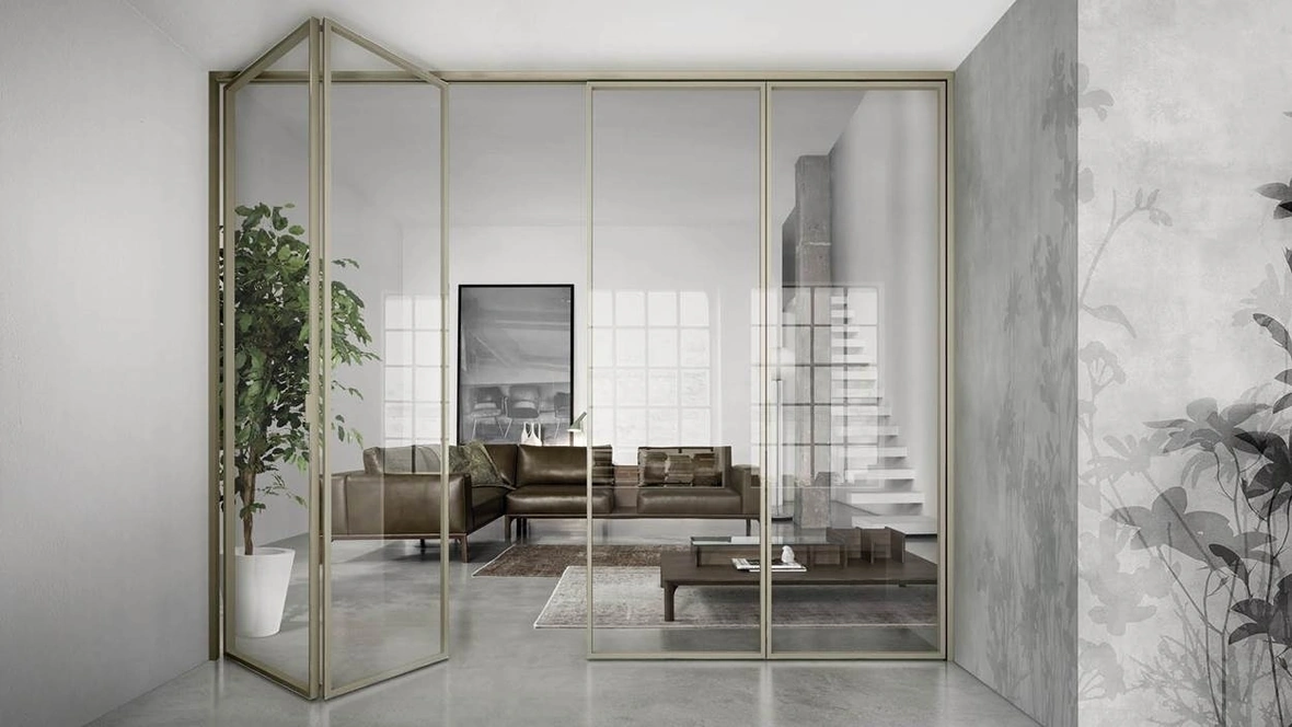 Porta per interni in vetro con telaio in alluminio Gaia a Libro di Doal