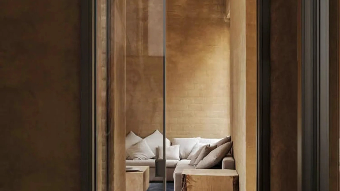 Porta per interni scorrevole in vetro con telaio in alluminio Just a Scomparsa di Doal