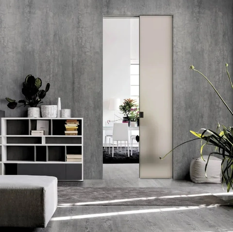 Porta per interni scorrevole in vetro con telaio in alluminio Just a Scomparsa di Doal