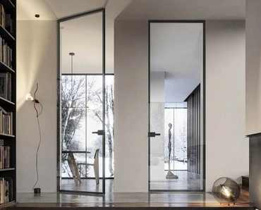 Porta per interni battente in vetro con telaio in alluminio Just Filo muro di Doal
