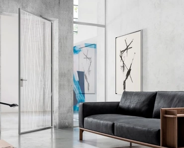 Porta per interni in vetro con telaio in alluminio Zeus a Bilico di Doal