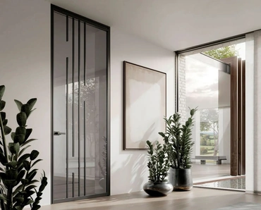 Porta per interni in vetro con telaio in alluminio Zeus Battente con Stipite di Doal