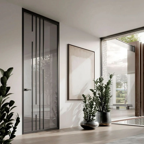 Porta per interni in vetro con telaio in alluminio Zeus Battente con Stipite di Doal