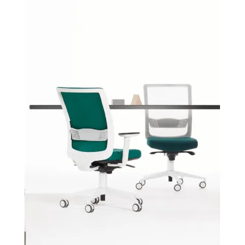 Seduta operativa con schienale ergonomico e supporto lombare Bursa Rete Evolution White di Vaghi