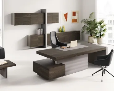 Scrivania direzionale Jera in Frassino Brown di Las Mobili