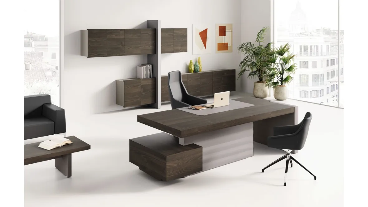 Scrivania direzionale Jera in Frassino Brown di Las Mobili