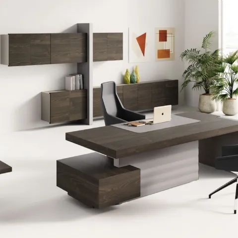 Scrivania direzionale Jera in Frassino Brown di Las Mobili