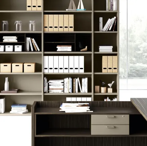 Libreria per Ufficio finitura Stone Grey di Las Mobili